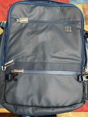 Hotel Collection Navy Blue Men's Travel Backpack with Logo Accent